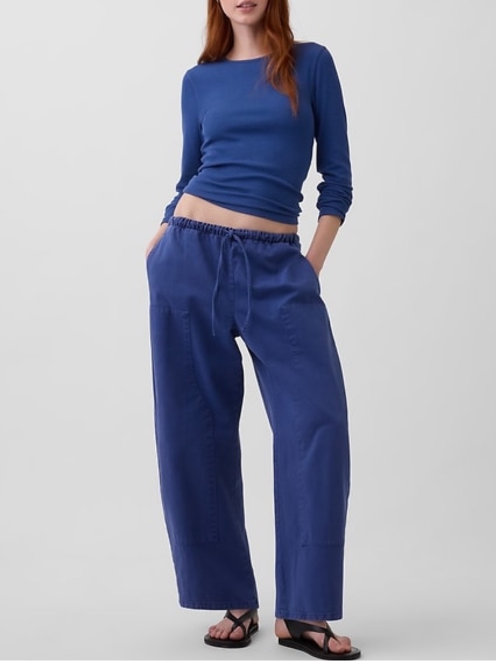 gap easy double knee barrel pants blue